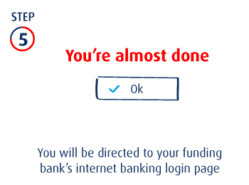 You will be directed to your funding bank’s internet banking login page 