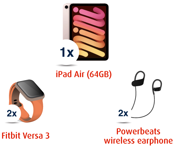 Fitbit, Ipad Air 64GB Powerbeats wireless earphones