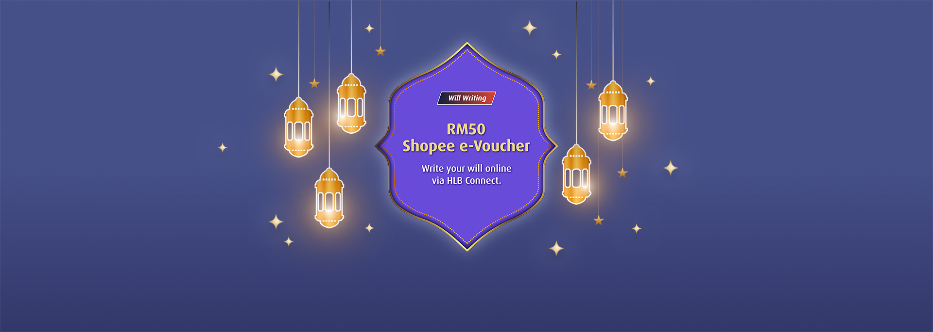 RM50 Shopee e-Voucher  when you apply for will writing services for the first time via HLB Connect