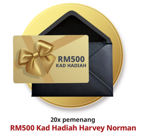 kad hadiah RM500 Harvey Norman 